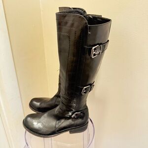 Vintage Juicy Couture black leather buckle riding boots
